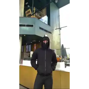 Samuray ZIP Fermuarlı Kapüşonlu SweatShirt- Siyah