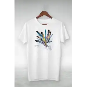 Unisex Baskılı Oversize T-Shirt - Beyaz