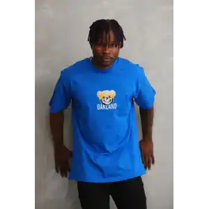 Unisex Baskılı Oversize T-Shirt - Mavi