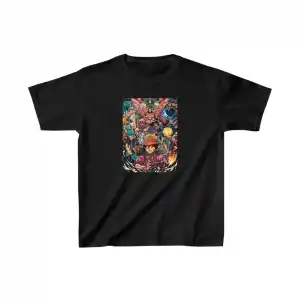 Unisex Çocuk Baskılı T-Shirt - Siyah