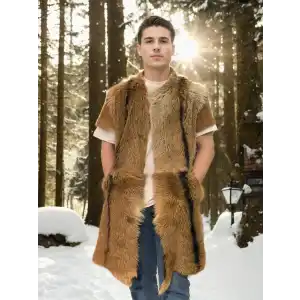 Unisex Kolsuz Uzun Yelek - Kahve