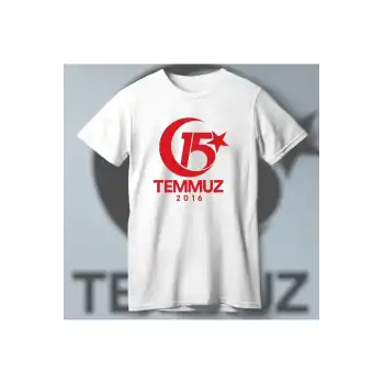 15 Temmuza Özel Tasarım 2016 Baskılı T-shirt - Beyaz