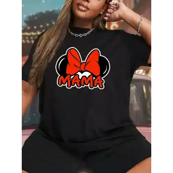 Anneler Günü Baskılı T-shirt - Siyah