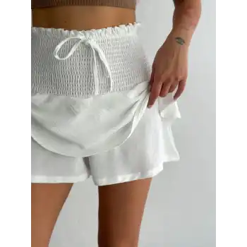 Ayrobin Şortlu Etek - Beyaz
