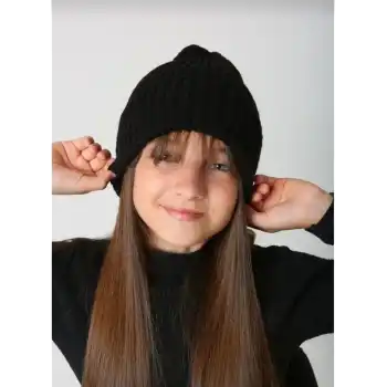 Çocuk Dokuma Triko Bere - Siyah