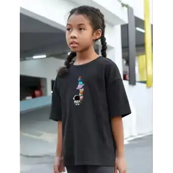 Çocuk Unisex Baskılı T-Shirt - Siyah