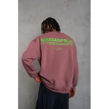 Erkek Baskılı Sweat - Gül Kurusu