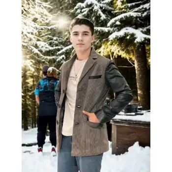 Erkek Nubuk Deri Ceket - Siyah