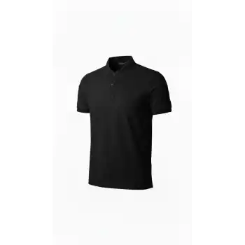 Erkek Pike Kumaş Düğmeli Yaka Regular Fit Günlük Kısa kol Tişört T-shirt - Siyah