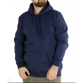 Erkek Uzun Kol Kapşonlu Basic Sweatshirt hoodie - Lacivert