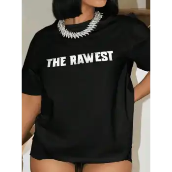 Kadın Baskılı Oversize T-shirt - Siyah