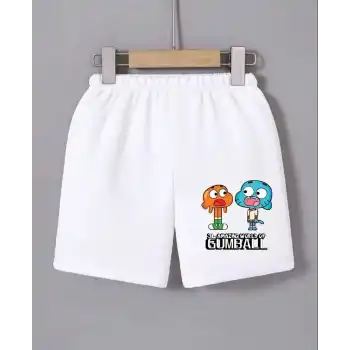 Kadın Beli Lastikli Baskılı Mini Şort - Beyaz