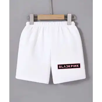 Kadın Beli Lastikli Baskılı Mini Şort - Beyaz