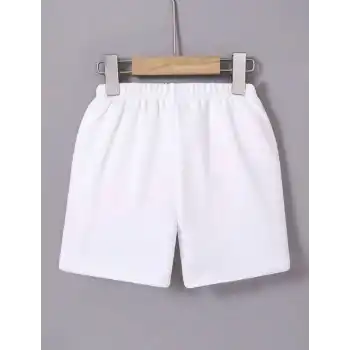 Kadın Beli Lastikli Mini Düz Şort - Beyaz