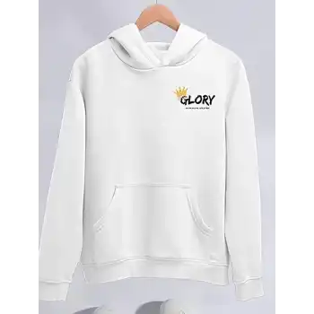 Kışlık Üç İplik Kapüşonlu SweatShirt - Beyaz