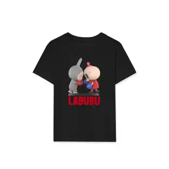 Kız Labubu Çocuk Baskılı T-Shirt - Siyah