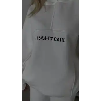 Nakış İşlemeli Üç İplik Sweat Takım- Beyaz