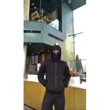 Samuray ZIP Fermuarlı Kapüşonlu SweatShirt- Siyah