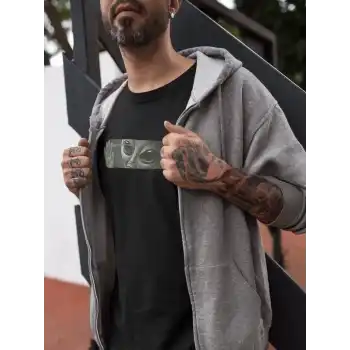 Unisex Bisiklet Yaka Baskılı Oversize T-Shirt - Siyah