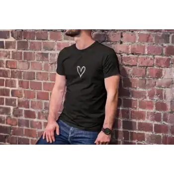 Unisex Bisiklet Yaka Baskılı Oversize T-Shirt - Siyah