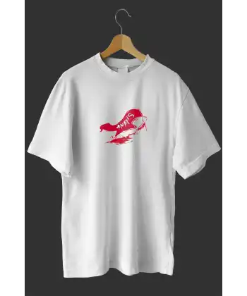 1 Mayıs Emekçiler Günü Baskılı Oversize Bisiklet Yaka T-shirt - Beyaz