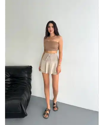 Ayrobin Şortlu Etek - Bej