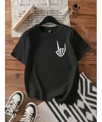 Baskılı Kadın T-shirt - Siyah