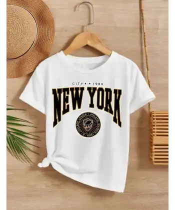 Çocuk Unisex Baskılı T-Shirt - Beyaz