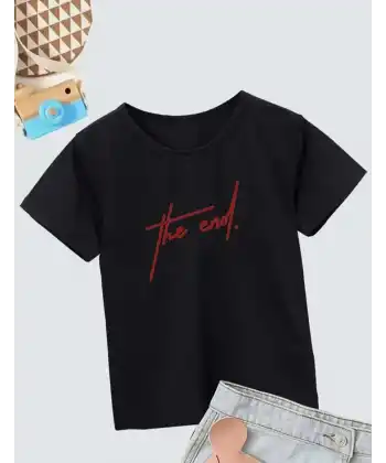 Çocuk Unisex Baskılı T-Shirt - Siyah
