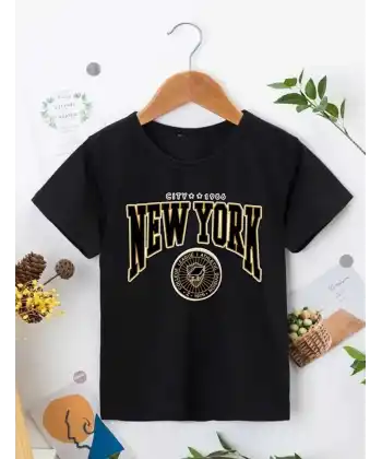 Çocuk Unisex Baskılı T-Shirt - Siyah
