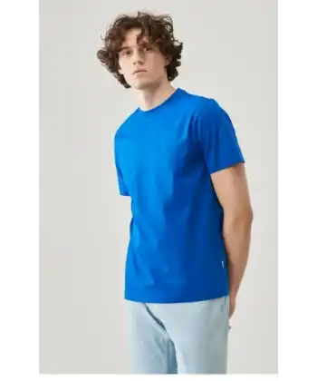 Erkek 24/1 Düz A Kalite Oversize T-shirt - Mavi