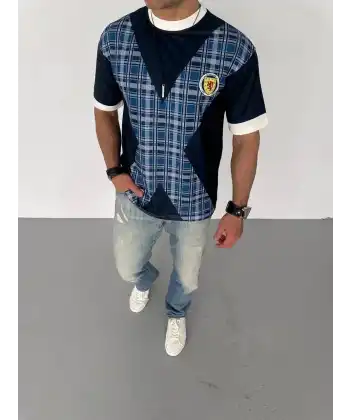ERKEK Bisiklet Yaka Baskılı Kısa kol Oversize T-Shirt - Siyah