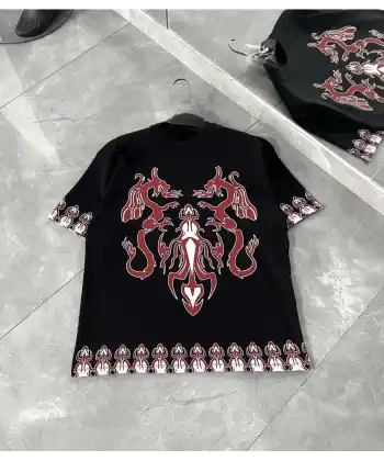 Erkek  Kısa kol  Bisiklet Yaka Baskılı Oversize T-Shirt - Siyah