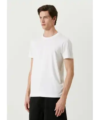 ERKEK  Tişört Basic Bisiklet Yaka Regular Kısa kol T-Shirt - Beyaz