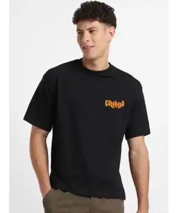 Erkek Tişört Baskılı Oversize Kısa kol T-shirt - Siyah