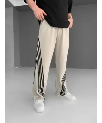 İki İplik Kumaş Şeritli Alt Esofman - Gri