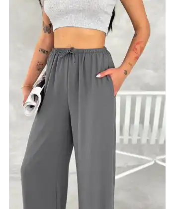 Kadın Ayrobin Oversize Kadın Pantolon - Füme