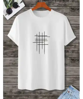Kadın Baskılı Oversize  kısa kol T-Shirt - Beyaz