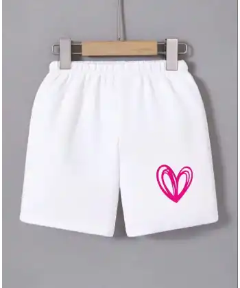 Kadın Beli Lastikli Baskılı Mini Şort - Beyaz