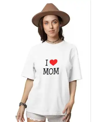 kadın Bisiklet Yaka Baskılı Oversize Kısa kol  T-Shirt - Beyaz