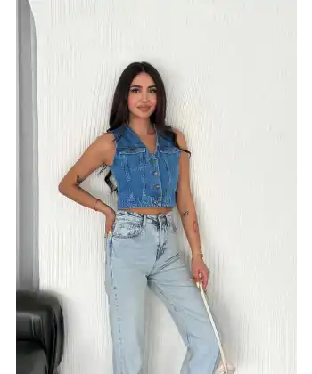 Kot Jeans Kadın Yelek - Mavi