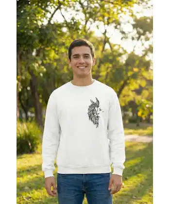Sevgililer Günü Baskılı Oversize Bisiklet Yaka Sweatshirt - Beyaz