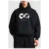 10 Kasıma Özel Üç İplik Kapüşonlu Baskılı SweatShirt - Siyah
