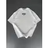 Baskılı Oversize Bisiklet Yaka T-shirt - Beyaz