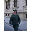 Bisiklet Yaka Nakış İşlemeli Üç İplik Sweat Takım - Yeşil
