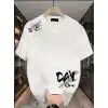 Day One Baskılı Oversize Bisiklet Yaka T-shirt - Beyaz