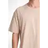 Erkek 24/1 Düz A Kalite Oversize T-shirt - Bej