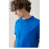 Erkek 24/1 Düz A Kalite Oversize T-shirt - Mavi