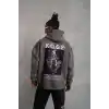 Erkek Baskılı Kapüşonlu Sweat - Gri