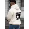 Erkek Baskılı Kapüşonlu ve Kordon İpli Sweat - Beyaz